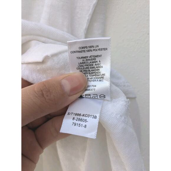 Sanctuary Women's Blouse 100% Linen Tunic Tank Top V Split Neck White Size XS - Picture 7 of 8